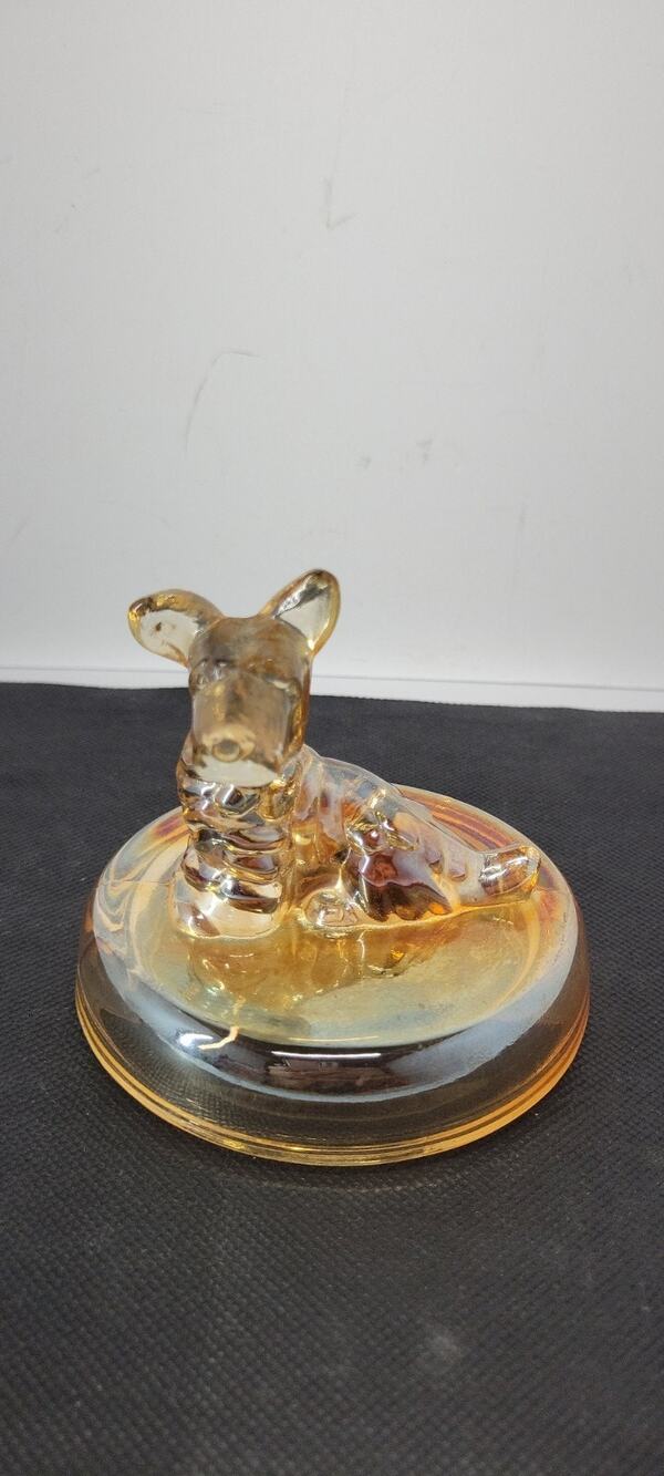 Pink Depression Scottie Dog LID Only For Glass Powder Jar Vintage